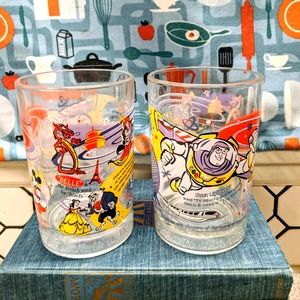 Vintage Disney Glasses Set of 2 Buzz Mickey